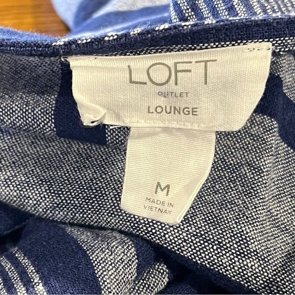 Loft Striped Navy and Gray Sleeveless casual v-neck Dress - Picture 8 of 10